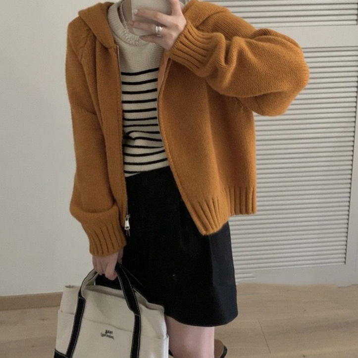 24 invierno Puyuan vientos de puerto doble cremallera suéter de manga larga chaqueta de mujeres perezosas de otoño superior