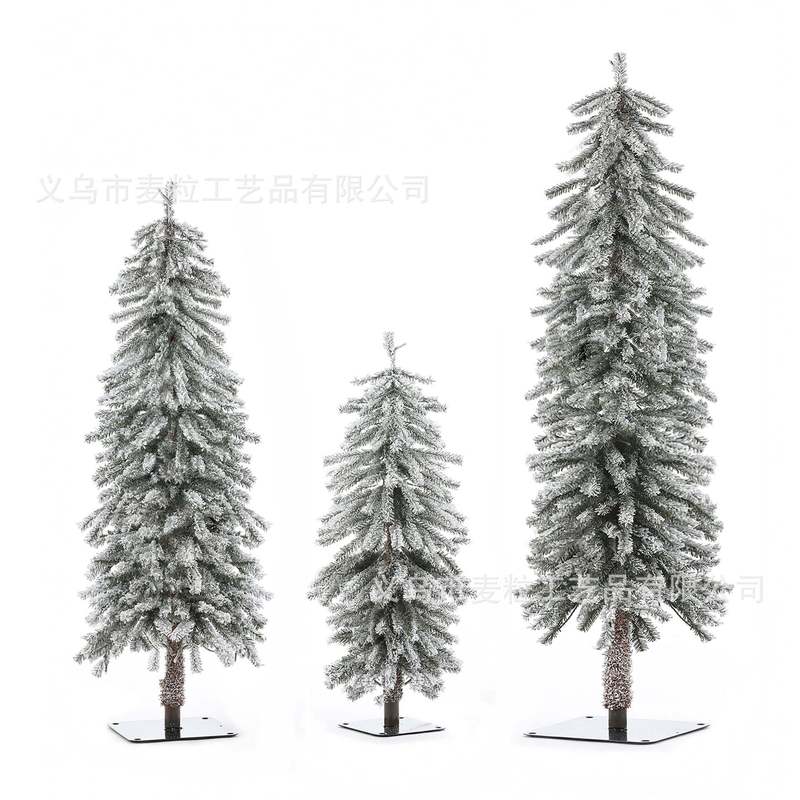 [Ma Li Factory] 3-Piece Set of Artificial Tree Lights with Flocking Christmas Tree Snow Effect Iron Plate Feet