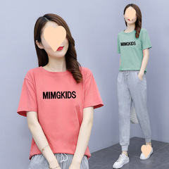 夏季运动套装女短袖长裤2025新款时尚宽松跑步减龄显瘦休闲两件套