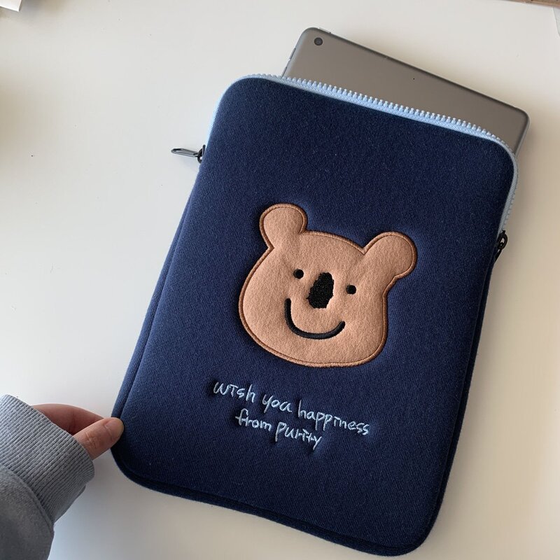 Cartoon Cute Koala Embroidered Anti-Fall Protective Cover Korean Ins Niche Design iPad Tablet Liner Bag