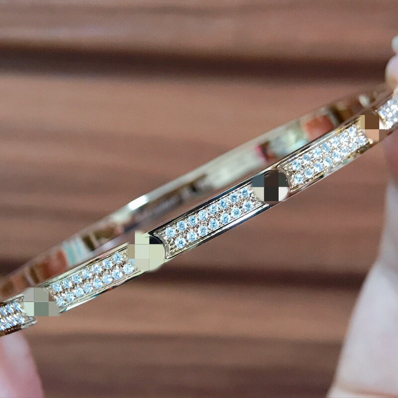 V Gold Cnc Narrow Version Starry Bracelet with Two Rows of Diamonds, Screwdriver Bracelet for Women, Non-Fading Jewelry, Rose Gold Titanium Steel