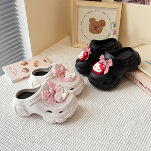 Thick Sole Hole Shoes for Girls Summer 2025 New Style Outer Wearing Shit Feeling Beach Two-Wearing Baotou Sandals and Slippers for Women