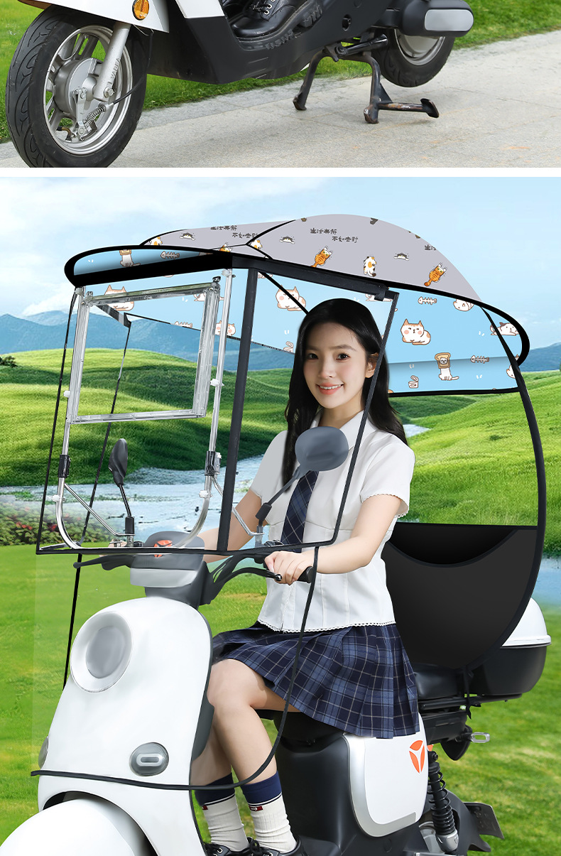 Electric Vehicle Canopy 2026 New Model, Sunshade and Rainproof Cover for Electric Bikes, Motorcycle Umbrella, Summer Rain Shelter
