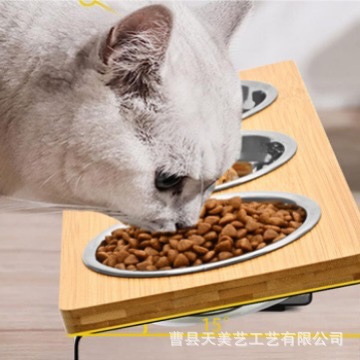 나무 애완 동물 피더 노크 방지 개 대형 먹이 그릇 브래킷 바닥에 서있는 나무 개 그릇 높은 랙