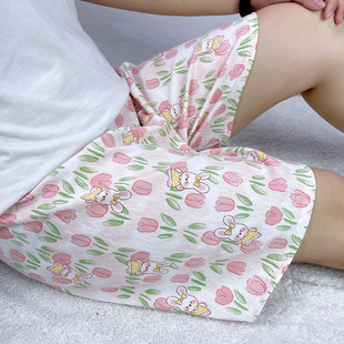 2025 New Cotton Yarn Pajama Pants Shorts Women's Summer Clouds Cotton Cartoon Home Pants Thin Student Sleeping Pants Cute