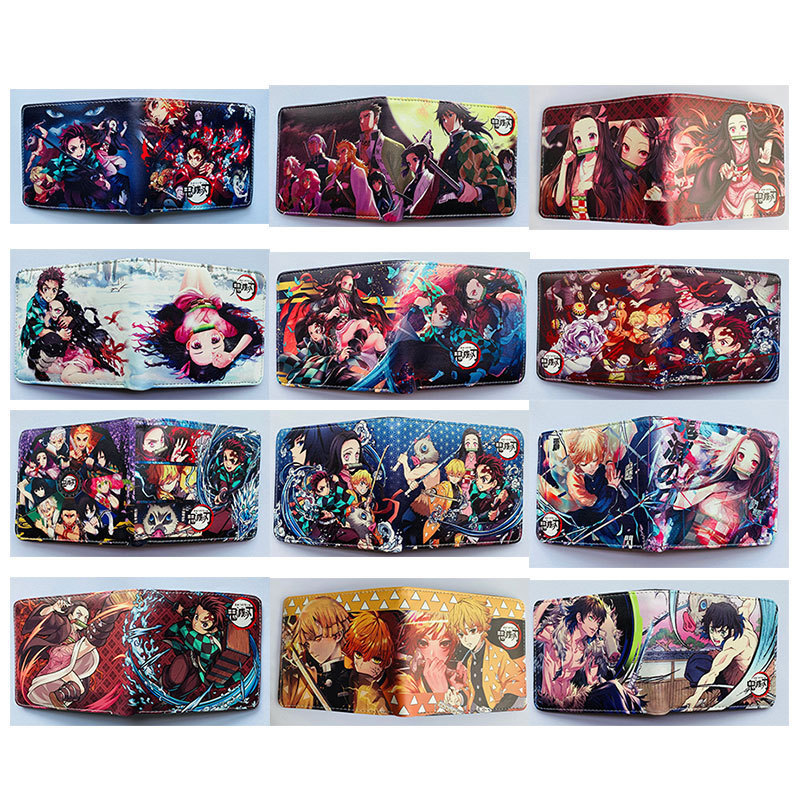 Anime peripheral Ghost Blade new wallet extinction cartoon printed character shape coin purse PU leather wallet
