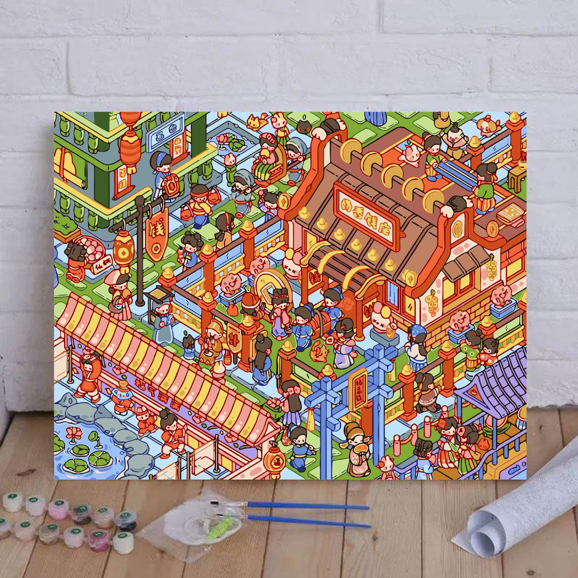 Diy pintura al óleo digital Leek Fragrance Town serie de colección de autenticidad encantadora pintura decorativa de relleno de mano cálida