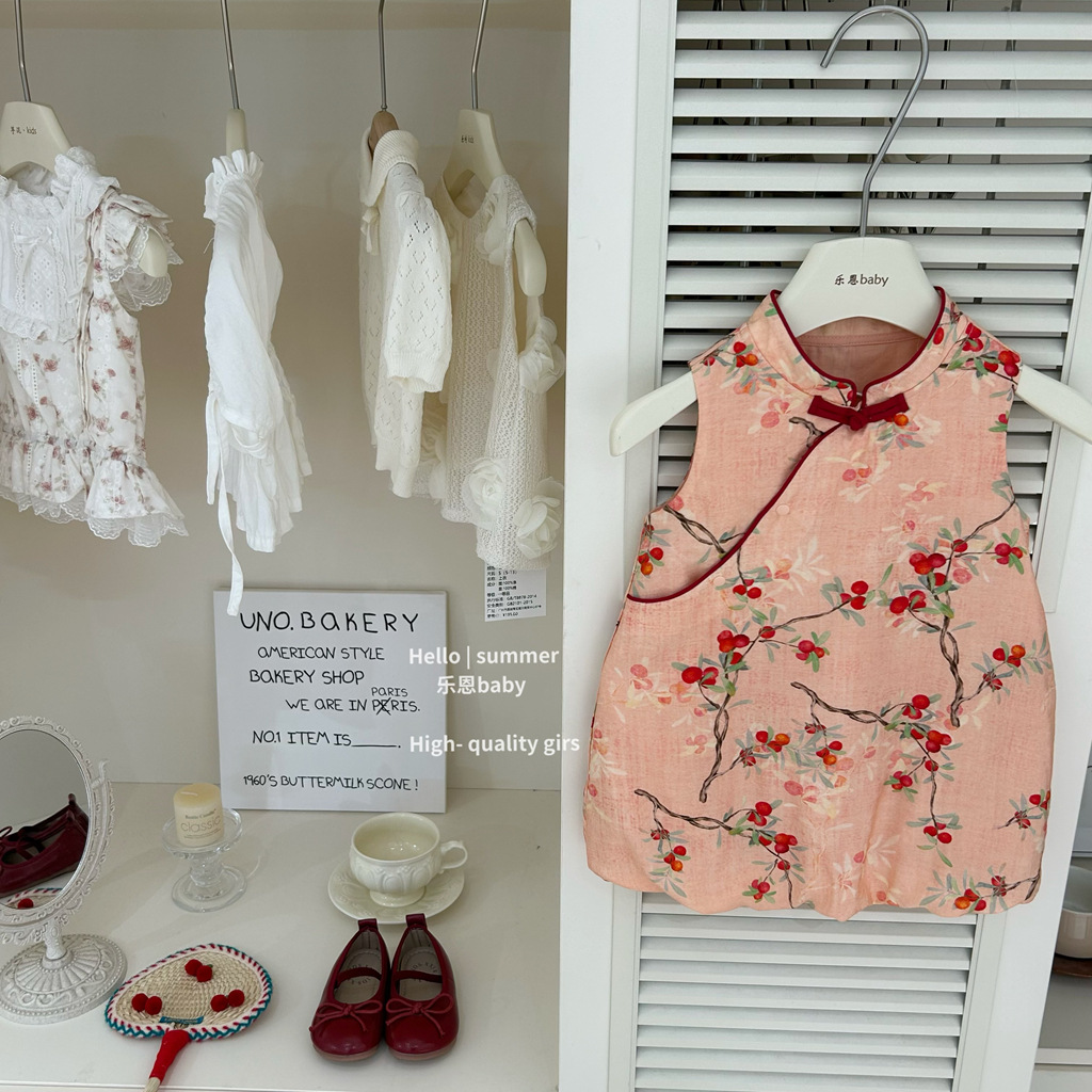 [Le En baby] Nuevo vestido cheongsam chino para niñas Falda de chaleco sin mangas Estilo chino Bebé Hanfu Verano