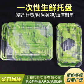 一次性加厚PET2820绿色覆膜生鲜盘 超市蔬菜水果牛羊肉三文鱼托盒