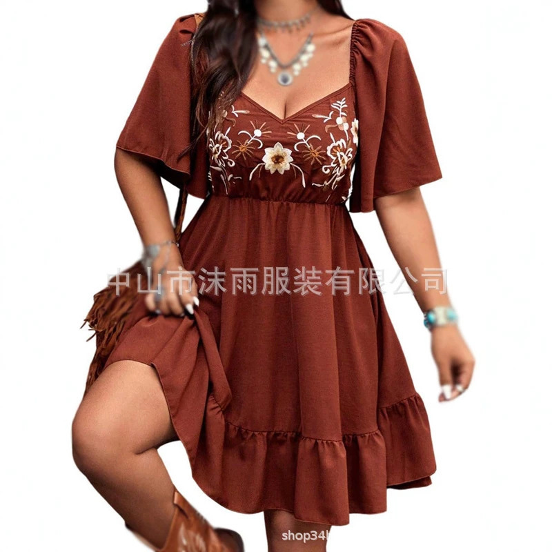 Plus-Size Western Embroidered Floral Bohemian Style Dress 2026 Amazon New Country Concert Dress Plus-Size Western Embroidered Floral Bohemian Style Dress 2026 Amazon New Country Concert Dress