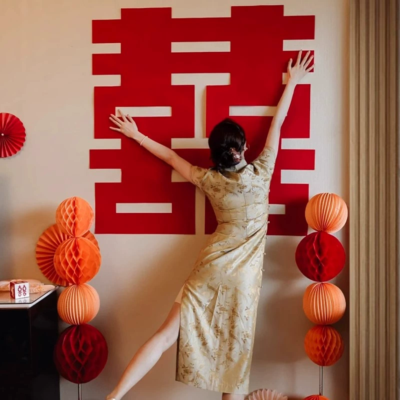 Негабаритные свадебные наклейки Свадебные Длинные наклейки на дверь спальни Свадебные украшения Свадебный макет комнаты костюм