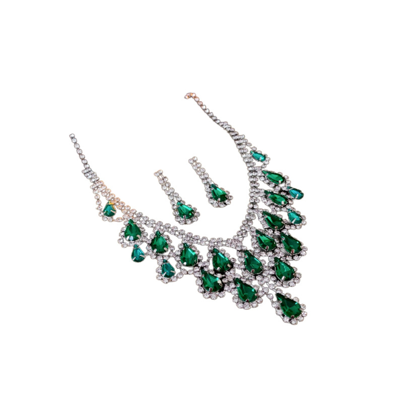 Collar de diamantes de gota de agua de estilo francés exagerado temperamento diseño clavícula ligero lujo alto sentido conjunto de joyería mujer