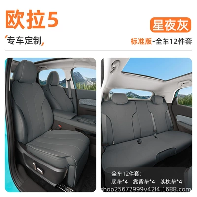 cover, car seat cushion cover, Seat cushion, seat cover - starry-night-gray12-piece-set-full-car-floor-mat-backrest-cushion-headrest-cushion-euler-5