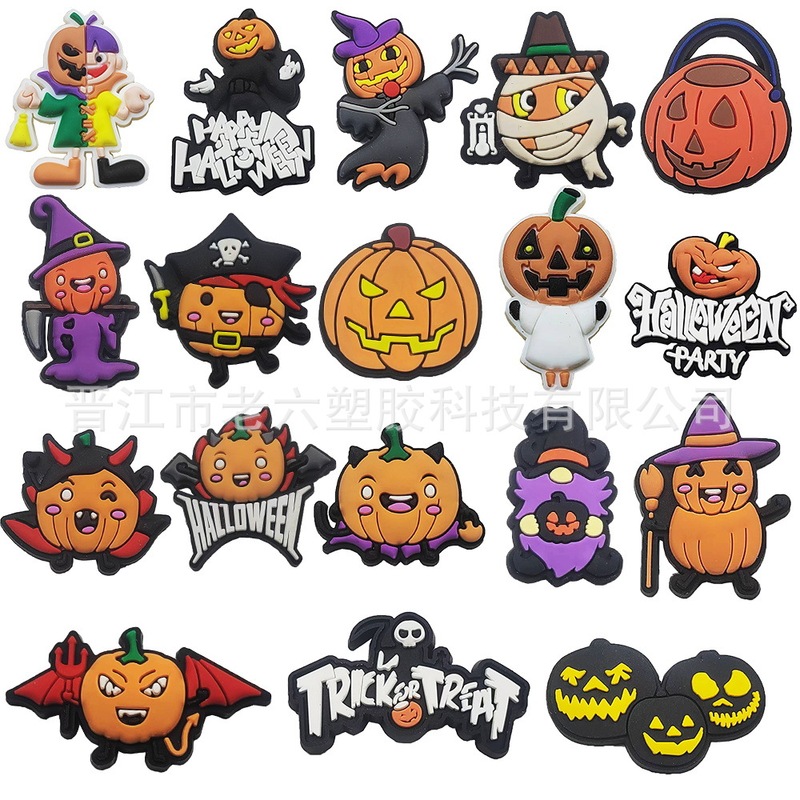Cross-Border Halloween Hallowmas Pumpkin Series Croc Shoe DIY Accessories Shoe Charms Pvc Buckle Cross-Border Halloween Hallowmas Pumpkin Series Croc Shoe DIY Accessories Shoe Charms Pvc Buckle
