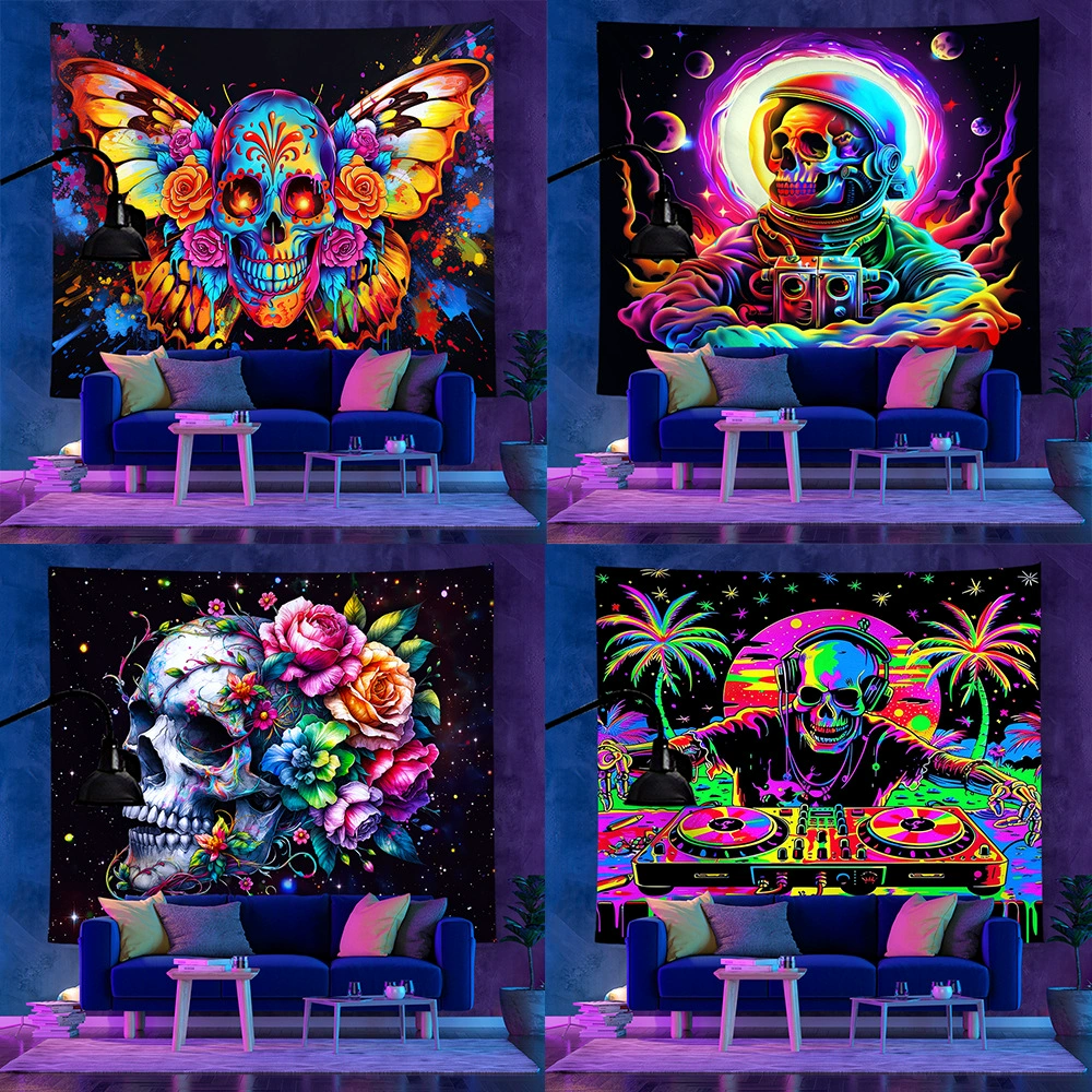 УФ-флуоресцентная амазонка трансграничные взрывные модели внешней торговли фон ткань ветровой подвески комната украшения Хэллоуин гобелен