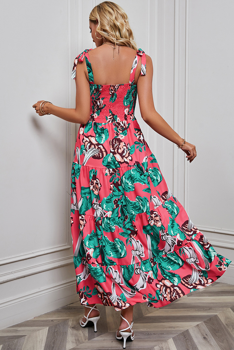 Sleeveless Sleeve Length Wholesale Women'S Vacation Printing Backless Ditsy Floral Street Collarless Sleeveless