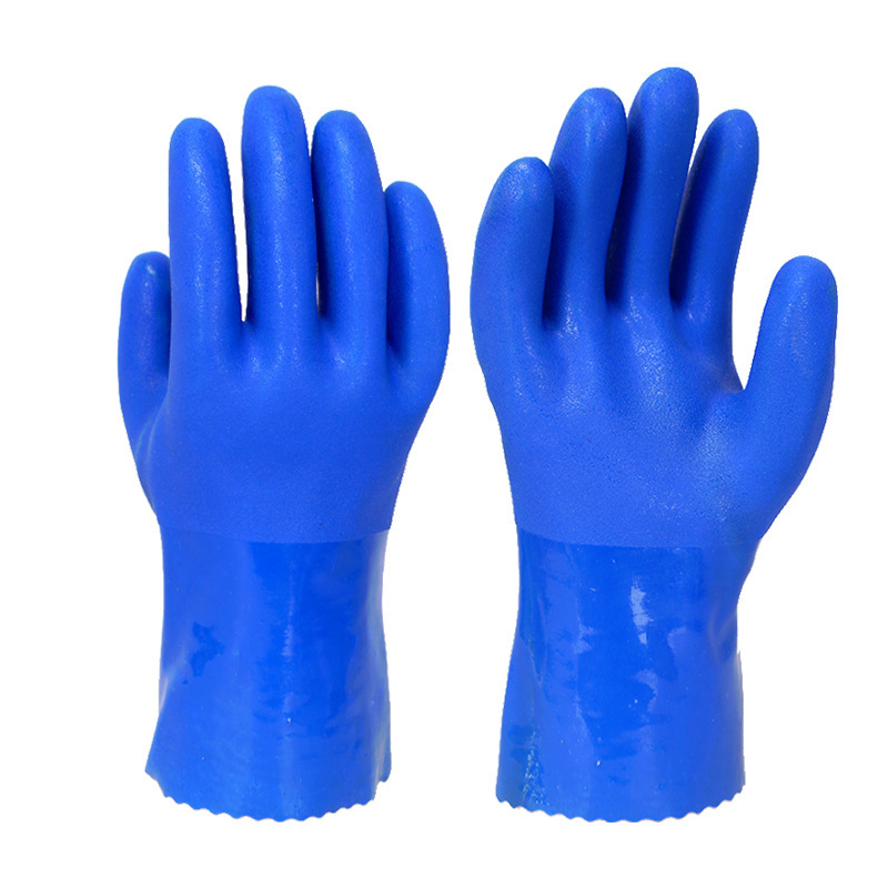 东亚/博尔格801耐油手套防滑耐酸碱防护手套PVC手套棉布衬里