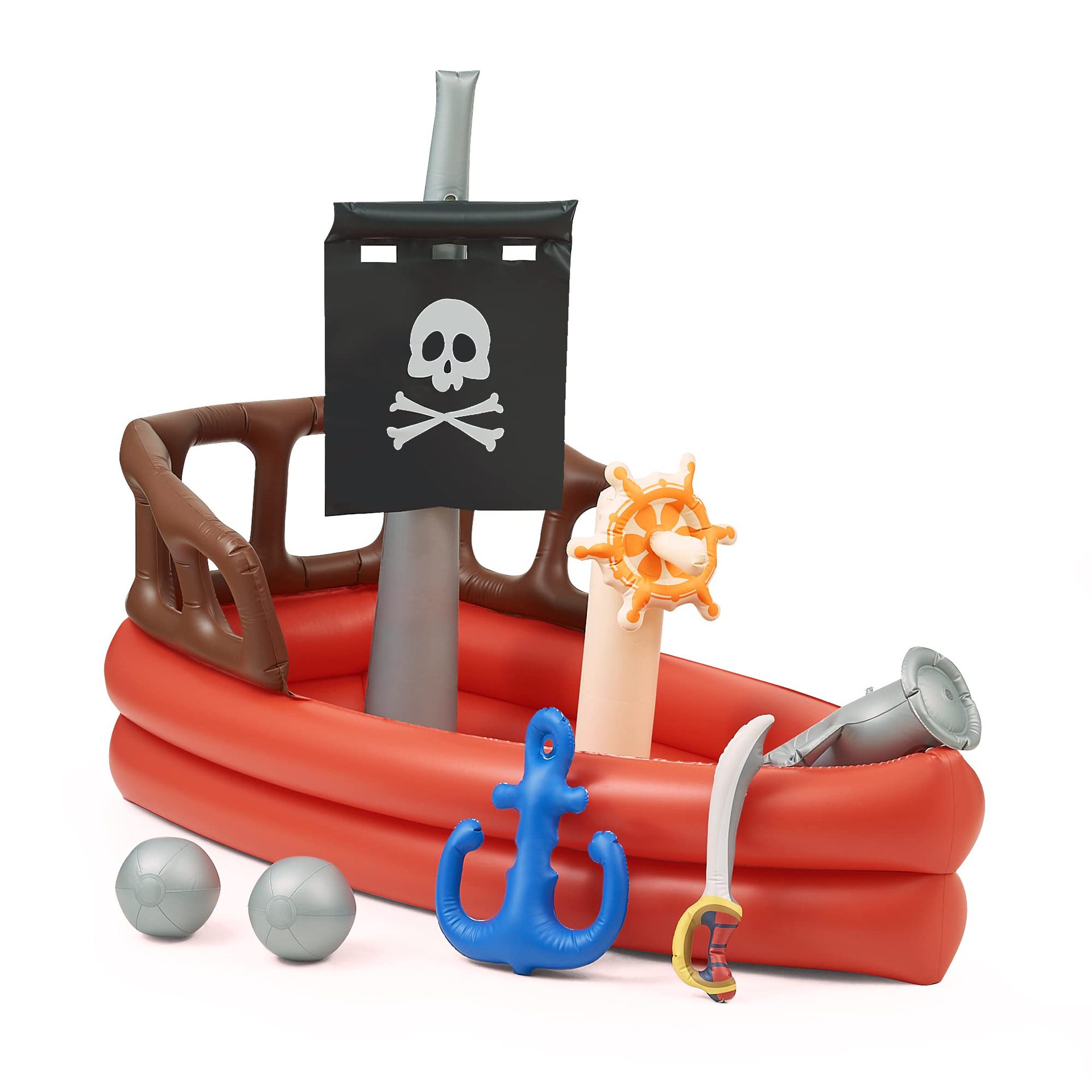 跨境供应儿童戏水玩具喷水海盗船坐骑水上漂浮美人鱼泳圈海盗浮舟