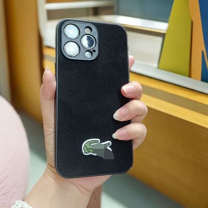 Suitable for iPhone 16 Pro Max High-Grade Suede Leather Apple 17 Pro Phone Case 14/13 Embroidered Crocodile 15