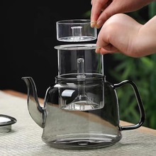 定制透黑茶壶带把泡茶煮茶器高硼硅玻璃透明玻璃蒸煮茶壶水壶茶壶