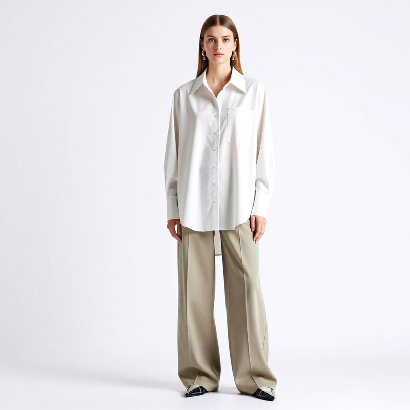 Cos-Style Oversized Fashion Versatile Shirt for Women, Wrinkle-Resistant, No-Iron, Light Luxury Design, New Versatile Top