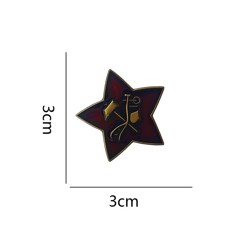Vintage Red Pentagram Enamel Badge Cultural and Historical Brooch Collection Souvenir Backpack Collar Accessory Pendant