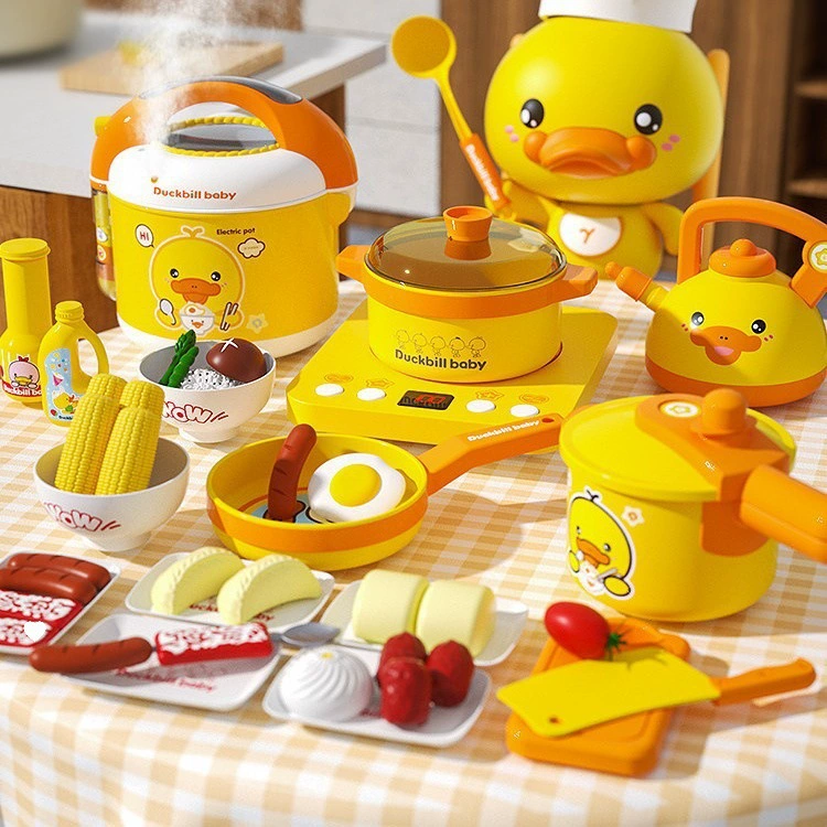 Детские кухонные игрушки, полный набор кухонной утвари для детского игрового домика для девочек от 1 до 3 лет, 5 девочек, 6 сетчатых сумок