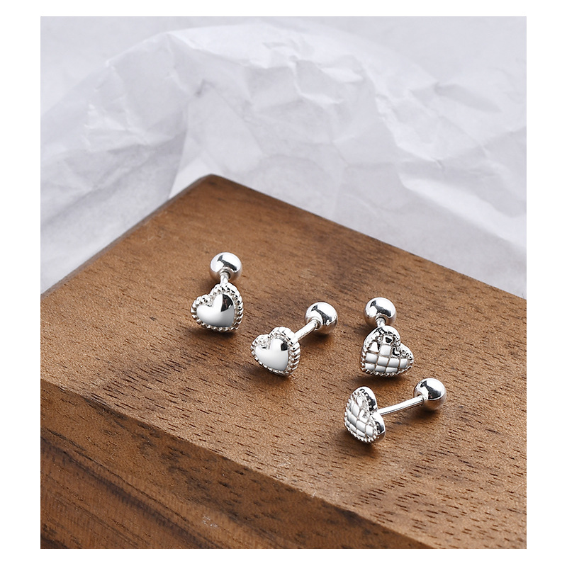 Wedding Occasion 925 Sterling Silver Material 1 Pair 925 Sterling Silver Heart Shape Ear Studs