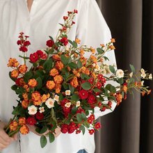 仿真花婚庆用花假花单枝月季花小玫瑰花软装园林造景花艺装饰假花