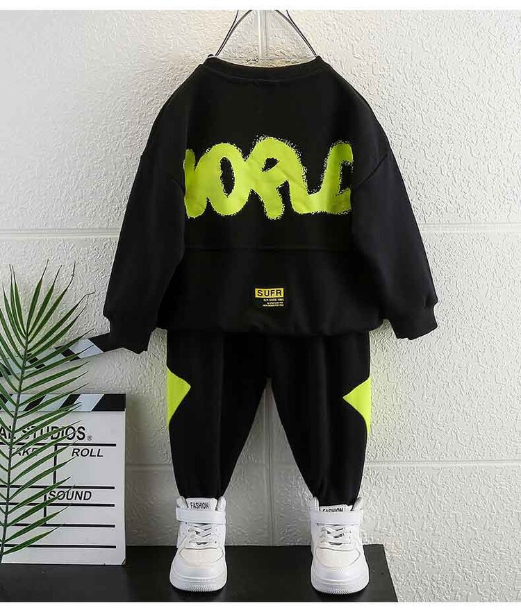 Boys' Lightning 2024 Spring and Autumn New Style Handsome Casual Hoodie Sports Set Children's Clothing_voghion.com