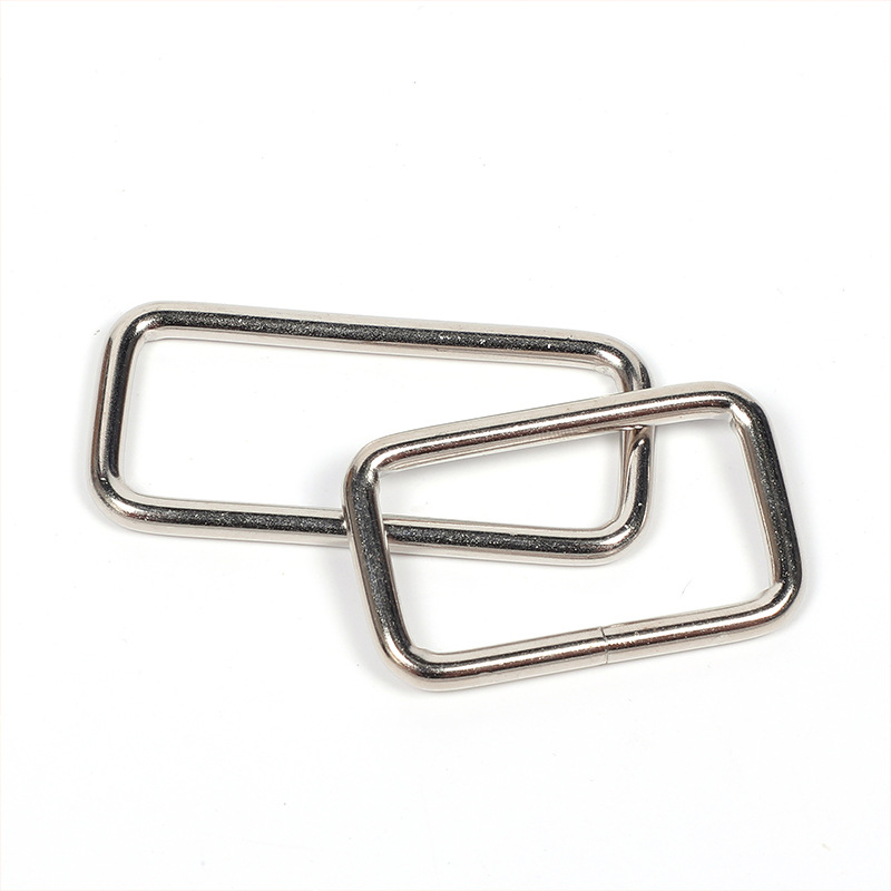 Punto al por mayor alambre de hierro metálico hebilla cuadrada equipaje accesorios de hardware hebilla cuadrada de conexión hebilla rectangular niquelada de hierro