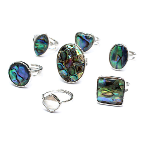 Factory direct sales foreign trade jewelry wholesale ins style New Zealand abalone love ring open ring