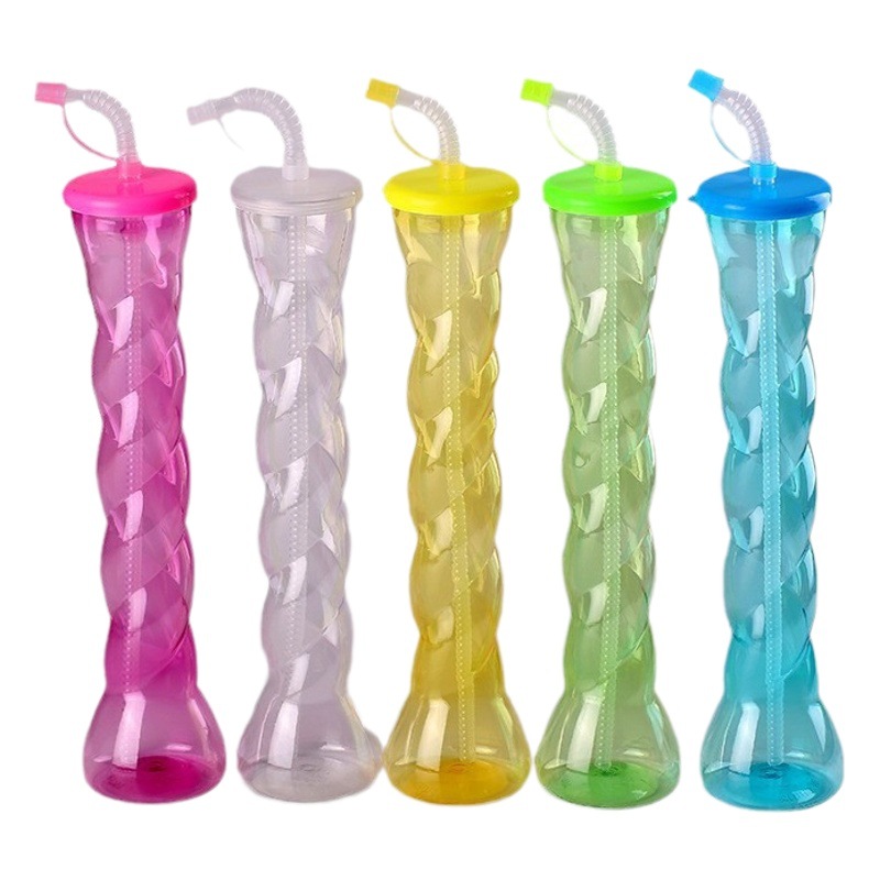 Taza con mancuernas simple transfronteriza Taza de calabaza de plástico Taza con forma de antorcha Taza de plástico con giro desechable Taza de bikini