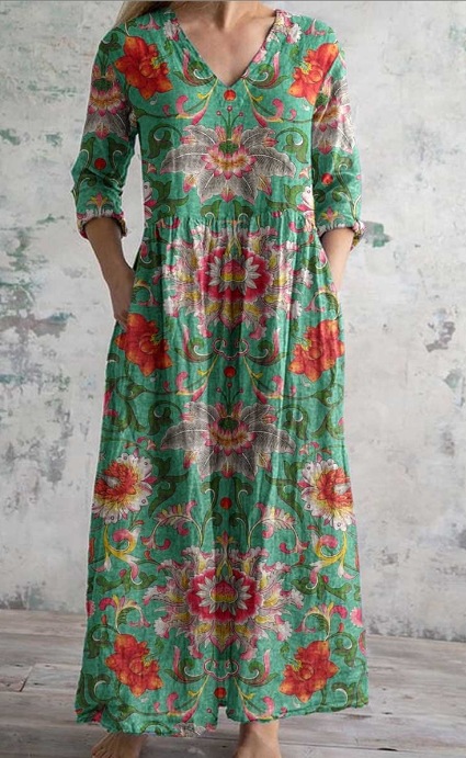 Loose Fashion Premium V-neck Print Dress O1CN01Vdimt01bmG3LZV2B4 !!2219535913507 0 Cib
