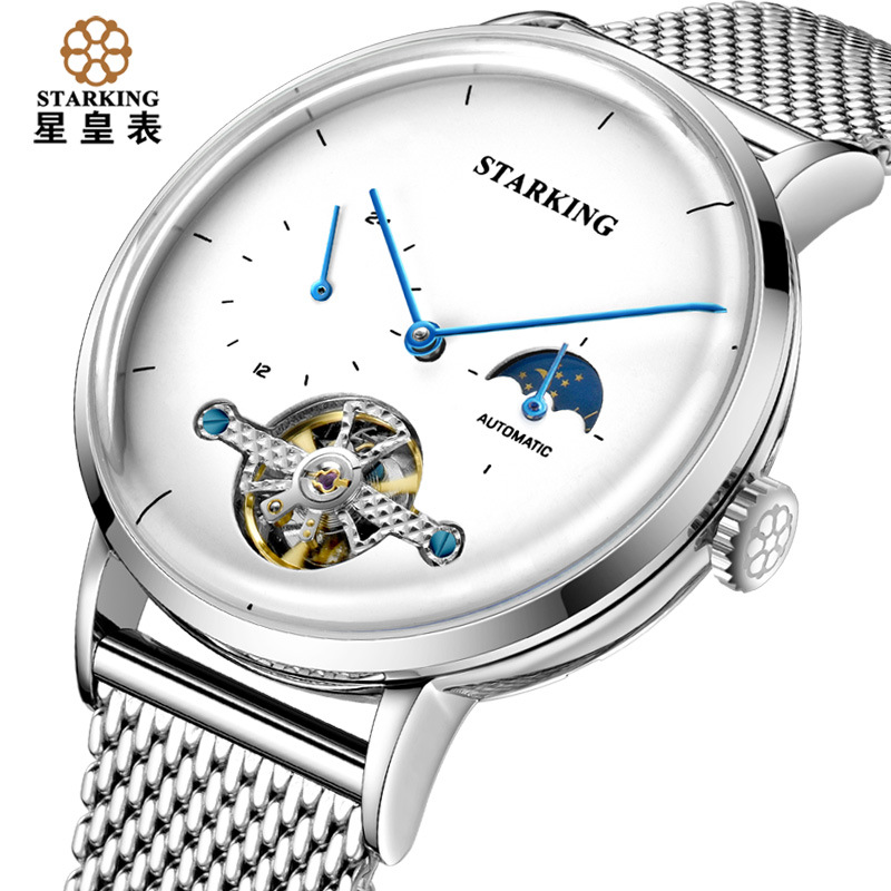 European and American Cross-Border Star King Watch Men's Four-Pin Moon Phase Mechanical High-End Business Cut Out Steel Belt Waterproof Men's Watch