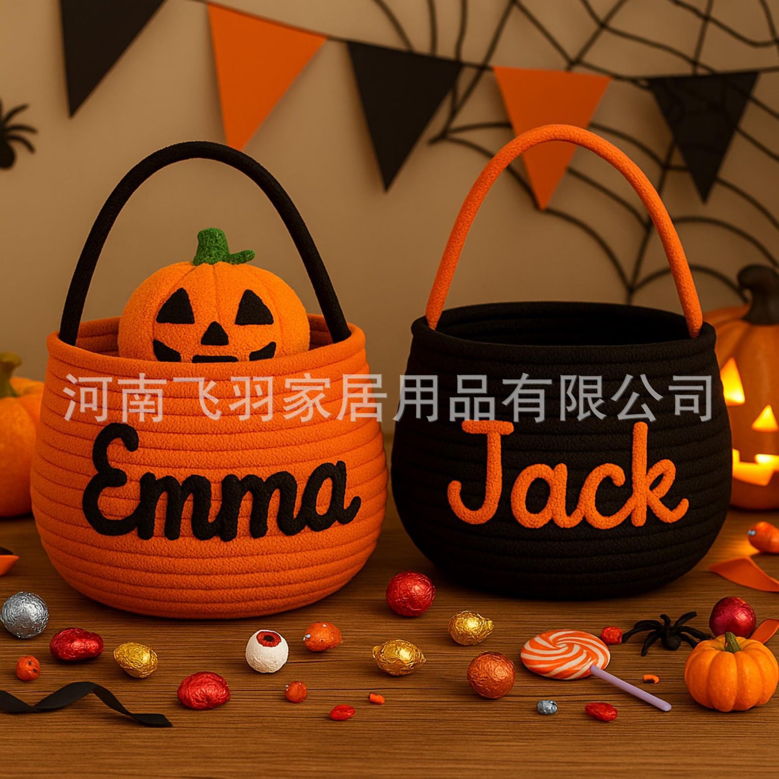 Factory Direct Sales Halloween Sticky Name Gift Basket Trick or Treat Halloween Trick-Or-Treating Basket