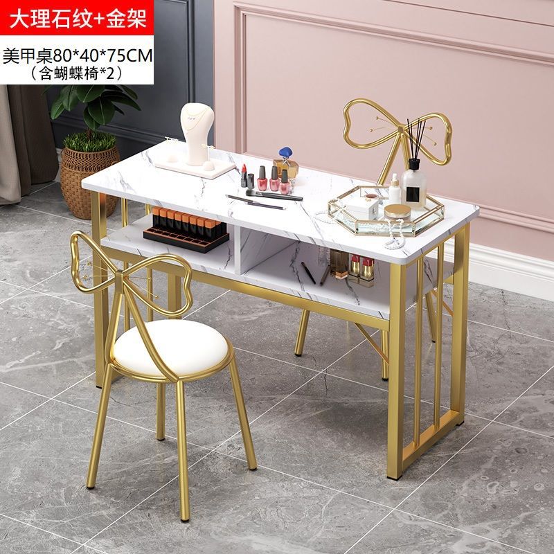 80cm 대리석 골드 프레임 + 의자 2개