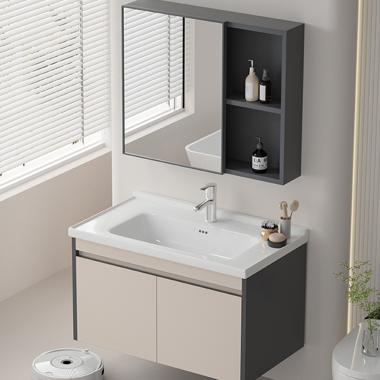 crema de aire de aluminio panal moderno y simple lavabo de mano lavabo de cara lavabo de cerámica integral gabinete de baño