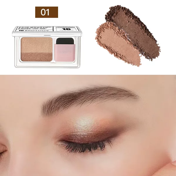 No-Makeup Lazy Person's Stamp Eyeshadow, Dual-Color Gradient Elastic Eyeshadow with Brush, Matte Finish, Beginner-Friendly, Long-Lasting, Waterproof, Sweat-Proof