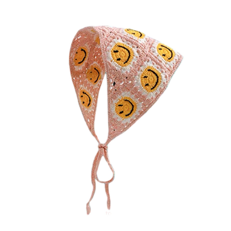 Francia cereza toallas triangulares mujeres primavera y otoño viajes padres-hijos gancho de punto flores hueco pañuelo de arte correa de pelo gorro