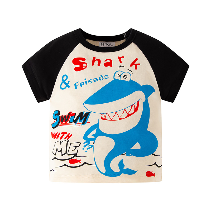 Camiseta de manga corta de algodón para niños dibujos animados de bebé nuevo verano cuello redondo Camiseta de verano camiseta de bebé media manga superior