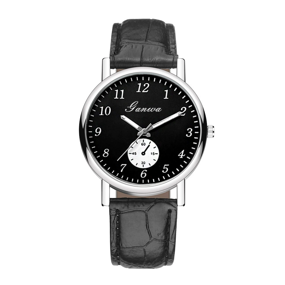 Quartz men's watch, classic style, PU strap, 38 mm dial