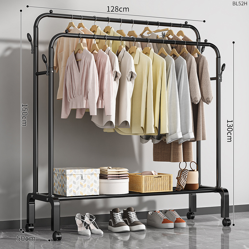 [볼드] 블랙 더블폴 130cm+후크4개+휠