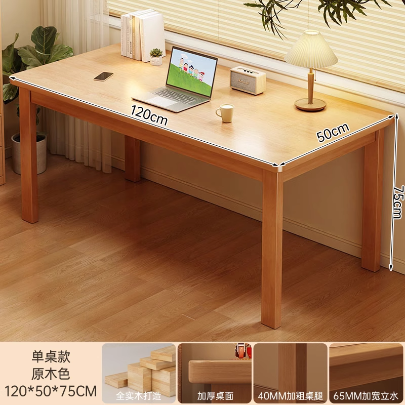 Mesa de escritorio estrecha de madera maciza con piernas contra la pared, dormitorio, mesa de trabajo rectangular, mesa de escritorio larga, mesa de escritorio para estudiantes domésticos