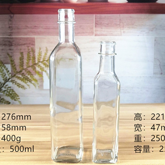 直供方形香油瓶250ml麻油瓶500ml玻璃酱油醋瓶压口调味瓶生产批发