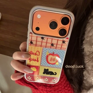 福气苹果猫咪苹果18promax手机壳iphone17适用16鎏金新年15防摔14