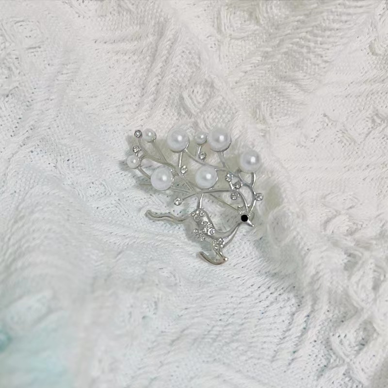 Broche homme en or avec étoile à huit branches, perles et blé, accessoire personnalisé pour femme_voghion.com