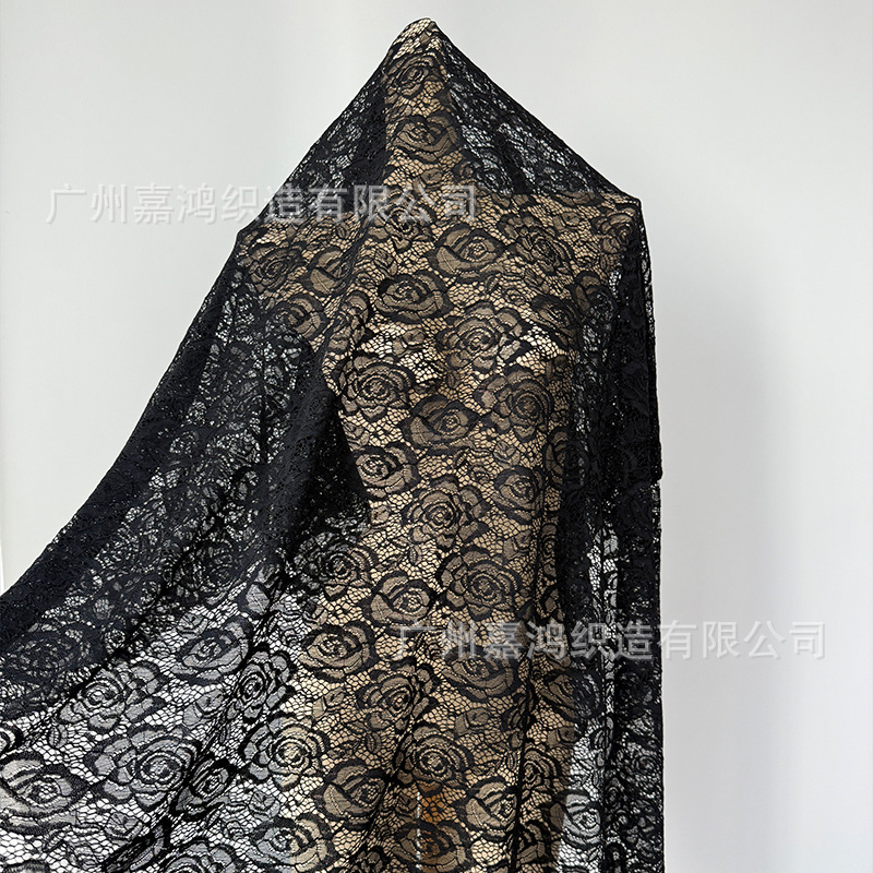 Tejido de encaje elástico de poliamonio 2026 tela de ropa de mujer para hacer falda, vestido, blusa, tela
