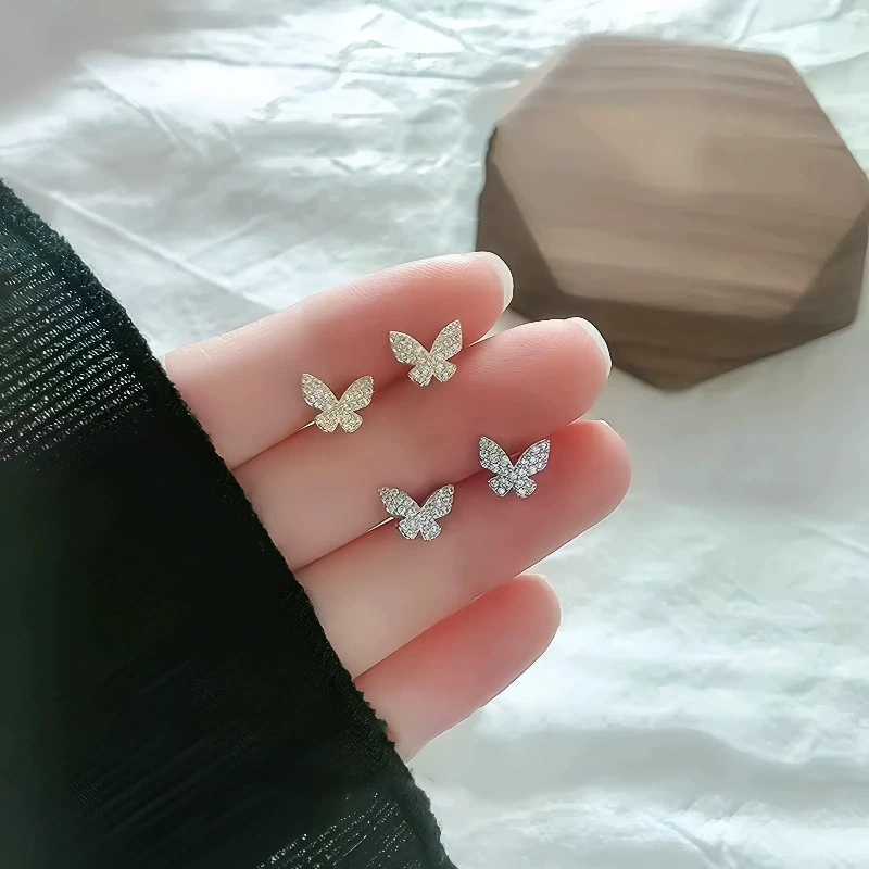 Сложные маленькие дизайнерские серьги, образец серебра 925, белое золото 14 карат, инкрустированные diamonds, стиль легкой роскоши, стиль высокого качества