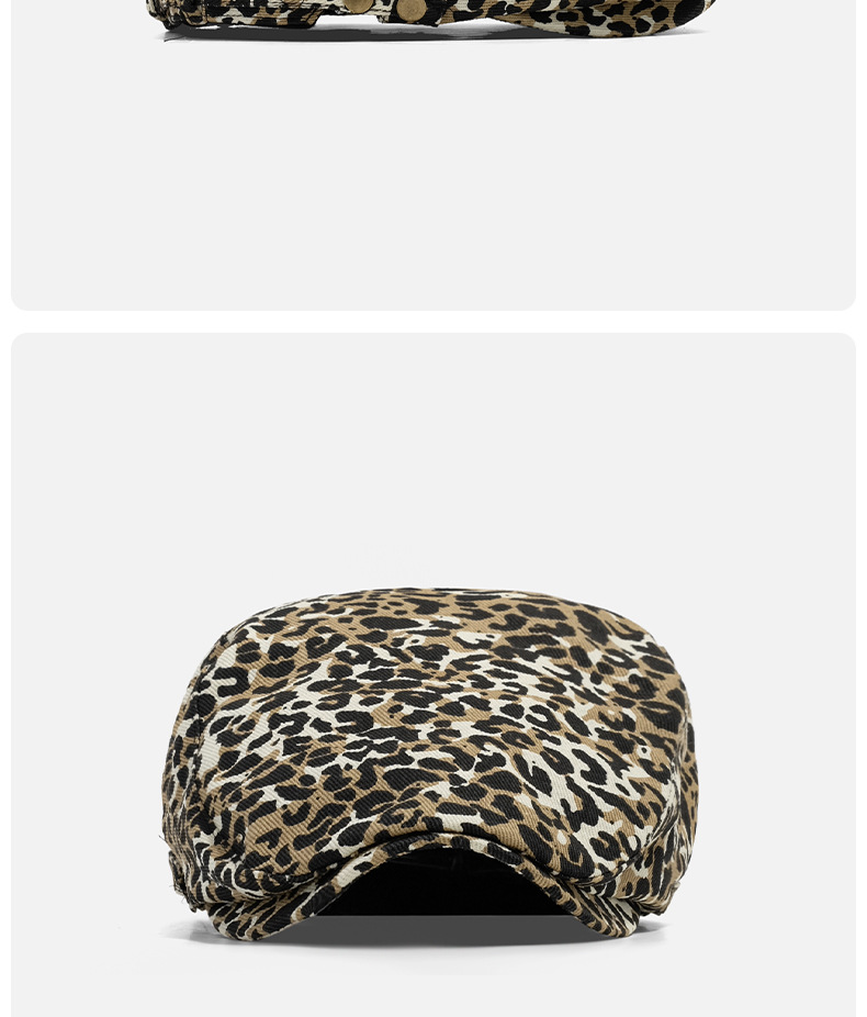 Designer Leopard Print Forward Hut Nische Vintage Baskenmütze ins Spice Girl Mode Newsboy Hut_voghion.com